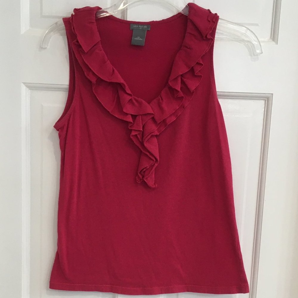 Ann Taylor Rose Colored Ruffle Tank Top size XS
